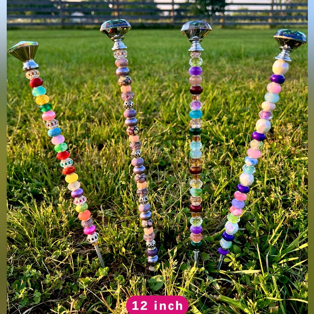 12” Colorful Beaded Garden Stakes